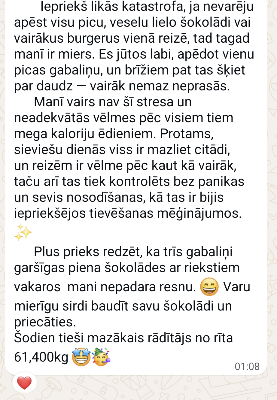 Atsauksmes ekrānuzņēmums: Šodien 61,400 kg